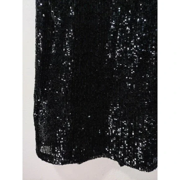 3/20 RACHEL Rachel Roy Black Glitter Sleeveless Keyhole Neck Shift Mini Dress XS - Picture 10 of 10
